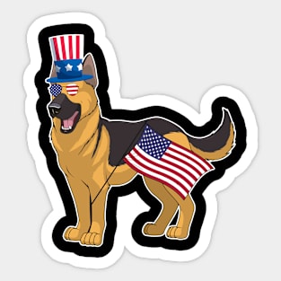 German Shepherd Uncle Sam Hat Sunglasses Usa Flag 4th Of July Sticker